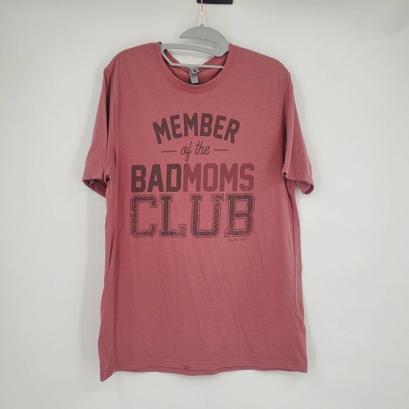 Next Level Women's Size Large T-Shirt Pink Bad Moms Club Short Sleeve=Flawed - Picture 1 of 8